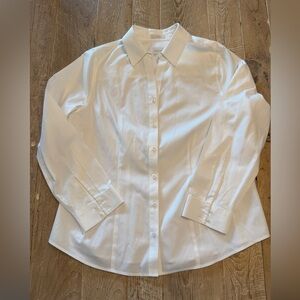 Chico's Cream No-Iron Blouse Crisp White size 12 (2)